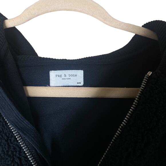 Rag & Bone Black Teddy Fleece Faux Shearling Hoodie M - Picture 6 of 7